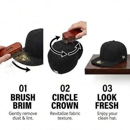 Lids Premium Horsehair Hat Brush – Soft Bristle Wood Handle Felt Hat Cleaner for Cowboy, Felt, Wool Fedoras, Baseball Caps & Snapbacks