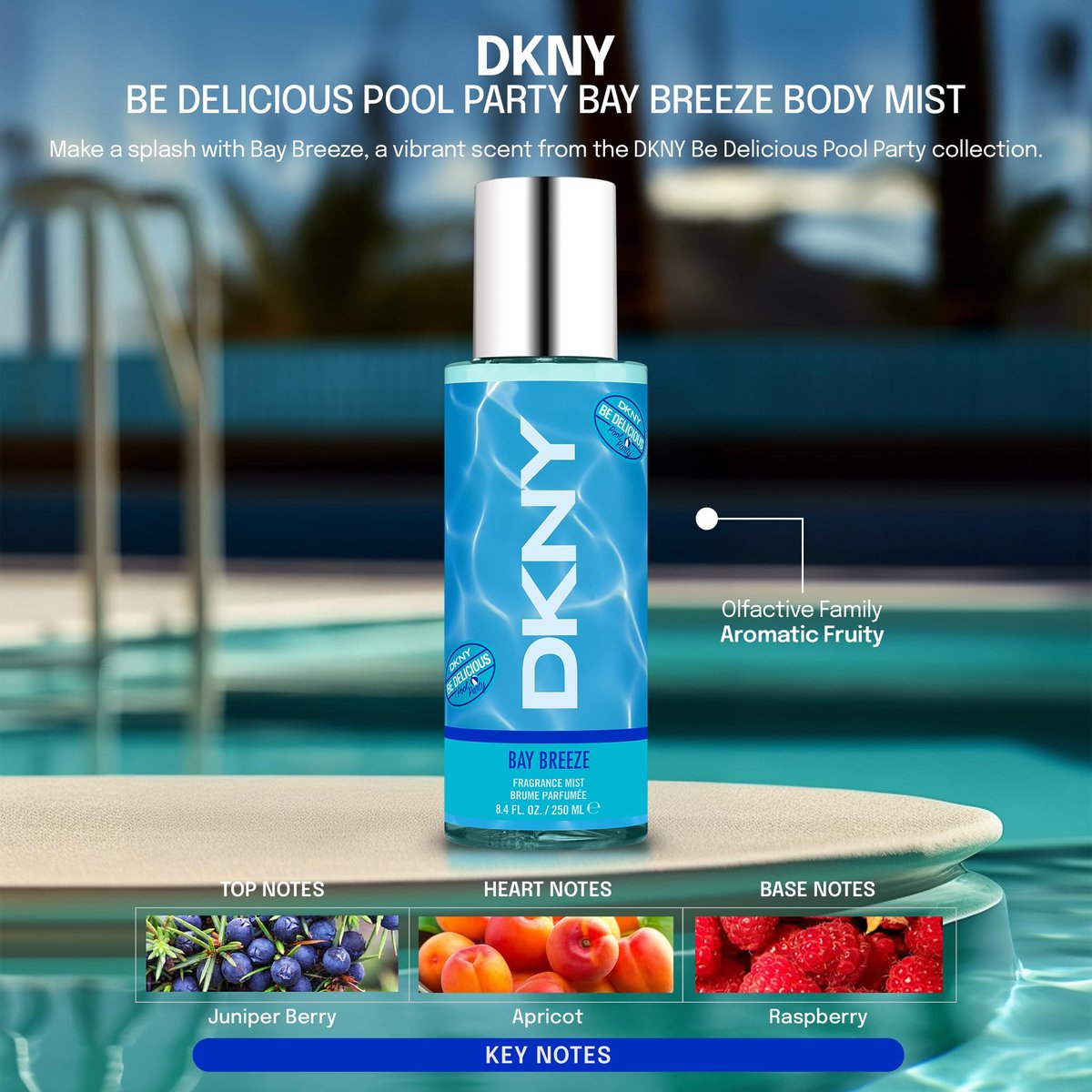 DKNY Be Delicious Pool Party Fragrance Mist For Women, Bay Breeze, 8.4 Fl Oz Avelisse