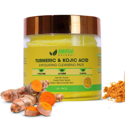 AMVital Turmeric Kojic Acid Cleansing Pads – Nourishing Single-Use Face Pads for Brightening & Exfoliating