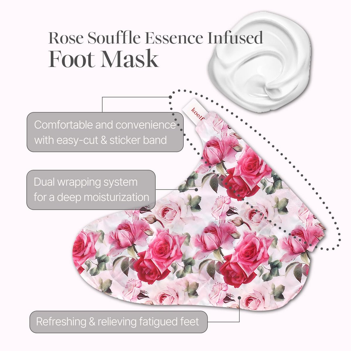 Koelf Rose Petal Satin Foot Mask (5 Pairs) – Korean Intensive Nourishing Socks for Smooth, Soft Feet - görsel 9