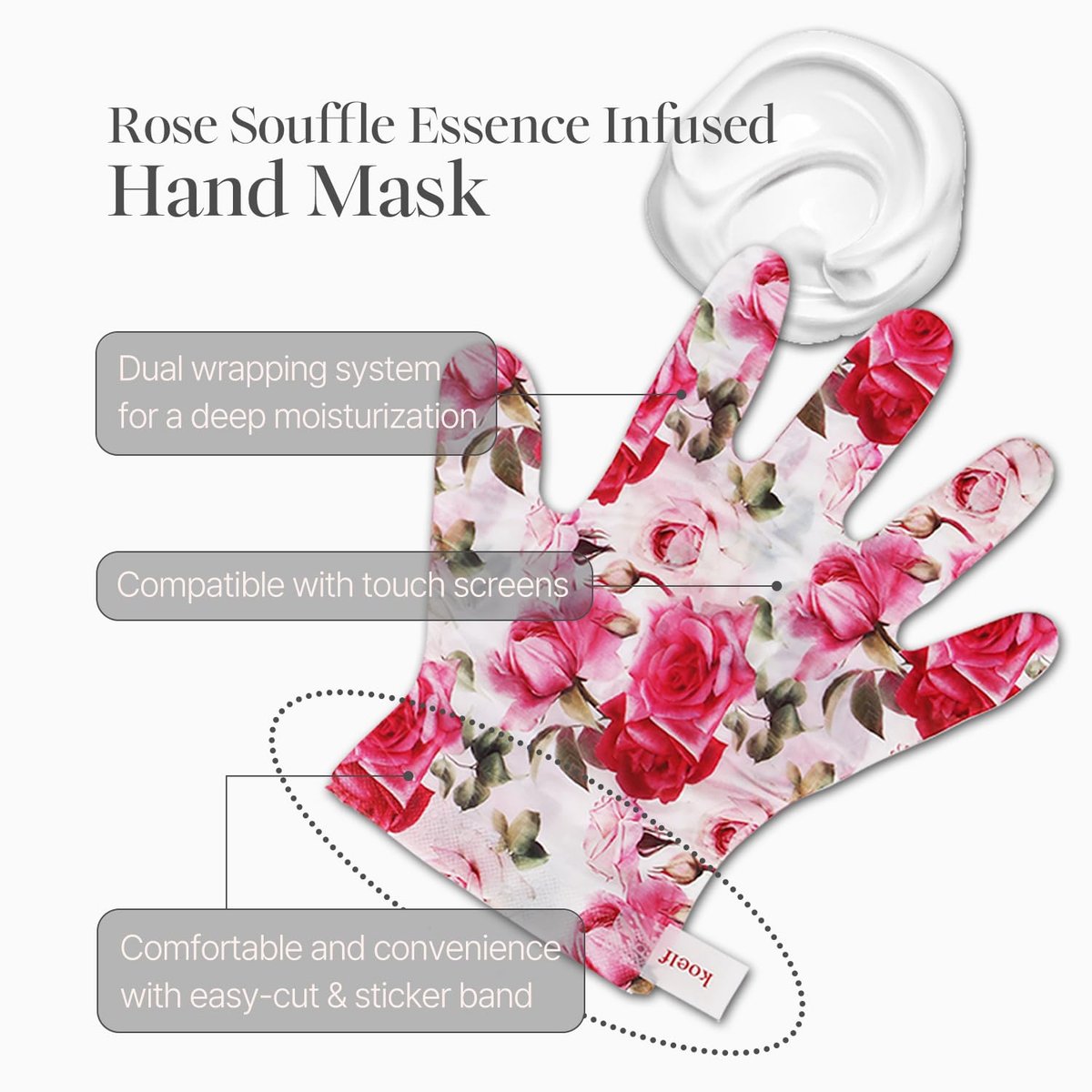 Koelf PETITFEE Rose Petal Satin Hand Mask (5 Pairs) – Intensive Nourishing & Moisturizing Gloves with Peptide, Collagen, Shea Butter for Silky Smooth Hands - görsel 9