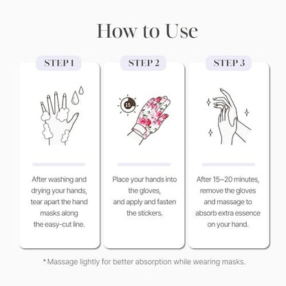 Koelf PETITFEE Rose Petal Satin Hand Mask (5 Pairs) – Intensive Nourishing & Moisturizing Gloves with Peptide, Collagen, Shea Butter for Silky Smooth Hands