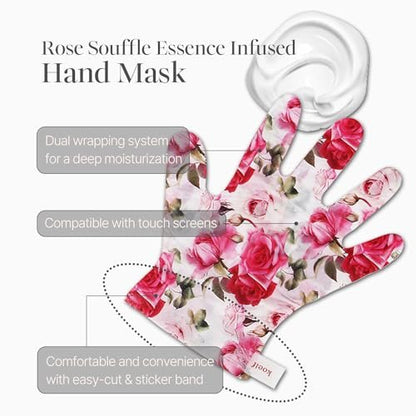 Koelf PETITFEE Rose Petal Satin Hand Mask (5 Pairs) – Intensive Nourishing & Moisturizing Gloves with Peptide, Collagen, Shea Butter for Silky Smooth Hands