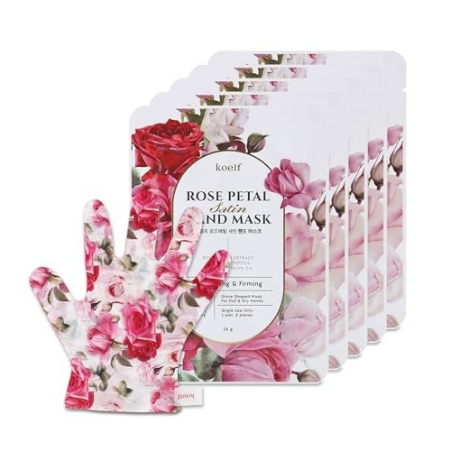 Koelf PETITFEE Rose Petal Satin Hand Mask (5 Pairs) – Intensive Nourishing & Moisturizing Gloves with Peptide, Collagen, Shea Butter for Silky Smooth Hands - görsel 2