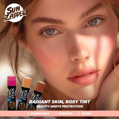 Sun Zapper Zinc Sunscreen Stick Beauty 3-Pack SPF 50+ (Light, Dark, Pink) – Tinted Mineral Sunscreen for Face, Makeup SPF Blush Stick, Water Resistant, Travel Size 12g (0.42 oz) Each, Australian Made Avelisse
