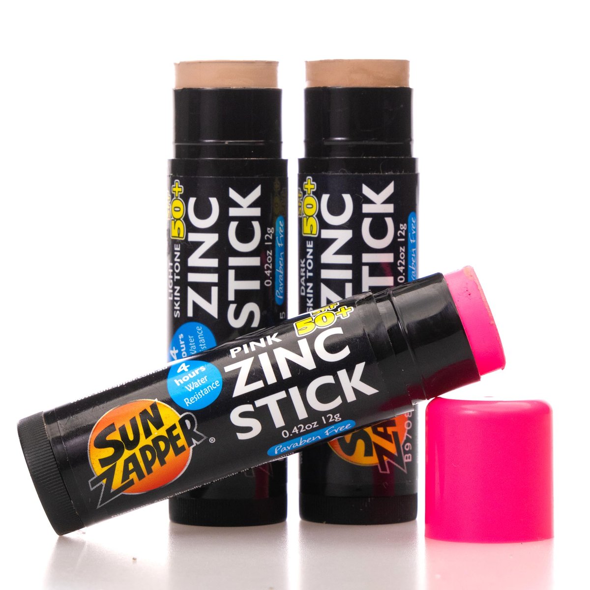 Sun Zapper Zinc Sunscreen Stick Beauty 3-Pack SPF 50+ (Light, Dark, Pink) – Tinted Mineral Sunscreen for Face, Makeup SPF Blush Stick, Water Resistant, Travel Size 12g (0.42 oz) Each, Australian Made Avelisse