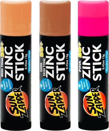 Sun Zapper Zinc Sunscreen Stick Beauty 3-Pack SPF 50+ (Light, Dark, Pink) – Tinted Mineral Sunscreen for Face, Makeup SPF Blush Stick, Water Resistant, Travel Size 12g (0.42 oz) Each, Australian Made Avelisse