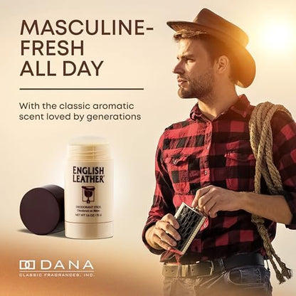 English Leather Deodorant for Men - Classic & Masculine with Long Lasting Citrus, Aromatic & Woody Scent (2.6 Oz / 75 g) Avelisse