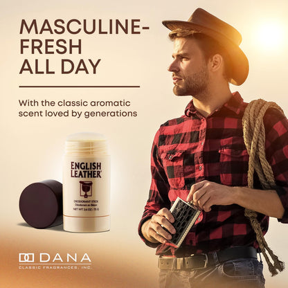 English Leather Deodorant for Men - Classic & Masculine with Long Lasting Citrus, Aromatic & Woody Scent (2.6 Oz / 75 g) Avelisse