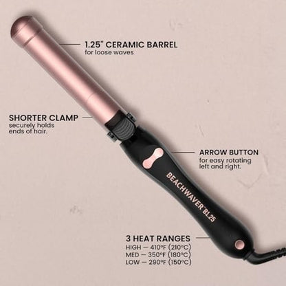 The Beachwaver Co. B1.25 Rotating Curling Iron - Midnight Rose | 1 1/4-Inch Automatic Ceramic Curling Iron for Medium-to-Long Hair | Dual Voltage, Auto-Shut Off, Travel-Friendly Avelisse
