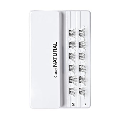 imPRESS Kiss Impress Falsies Press On Self Adhesive Eyelashes - Natural Volume, 10mm-12mm, Black, No Glue Needed, Invisible Band, 12 Lash Clusters - Classy