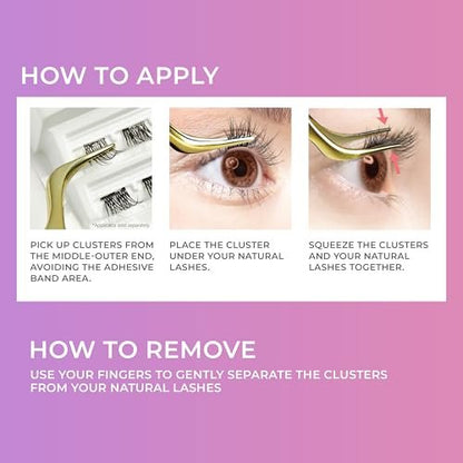 imPRESS Kiss Impress Falsies Press On Self Adhesive Eyelashes - Natural Volume, 10mm-12mm, Black, No Glue Needed, Invisible Band, 12 Lash Clusters - Classy