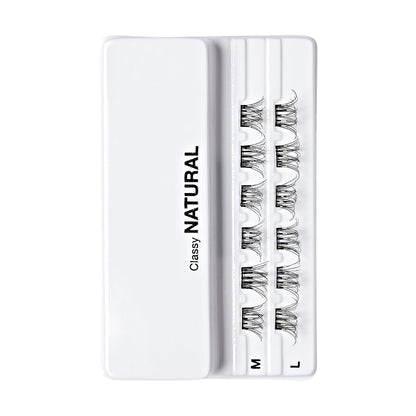 imPRESS Kiss Impress Falsies Press On Self Adhesive Eyelashes - Natural Volume, 10mm-12mm, Black, No Glue Needed, Invisible Band, 12 Lash Clusters - Classy
