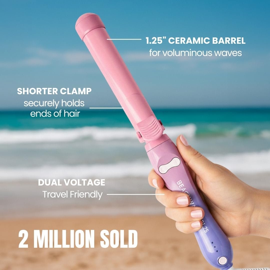 The Beachwaver Co. B1.25 Rotating Curling Iron - Pink Sunset - 1 1/4-Inch Automatic Ceramic Curler for Medium-to-Long Hair Avelisse