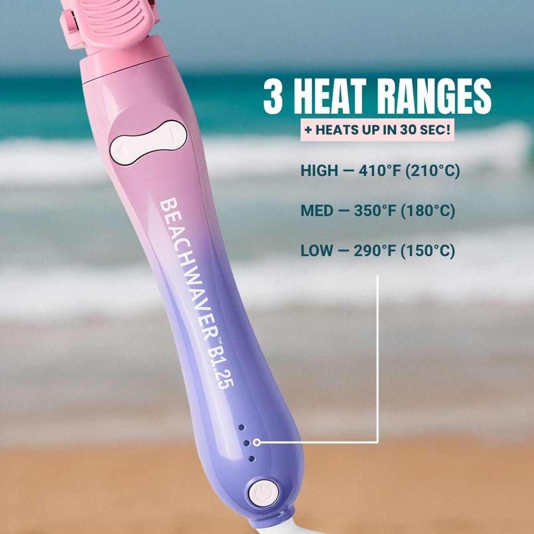 The Beachwaver Co. B1.25 Rotating Curling Iron - Pink Sunset - 1 1/4-Inch Automatic Ceramic Curler for Medium-to-Long Hair Avelisse