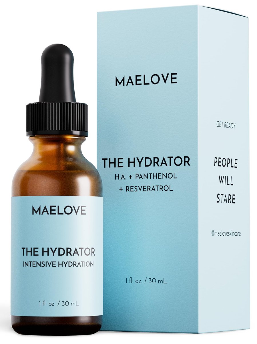 MAELOVE Hydrator Hyaluronic Acid B5 Serum with Resveratrol – Dewy Glow, Fill Fine Lines, Lightweight, 1 fl oz Avelisse