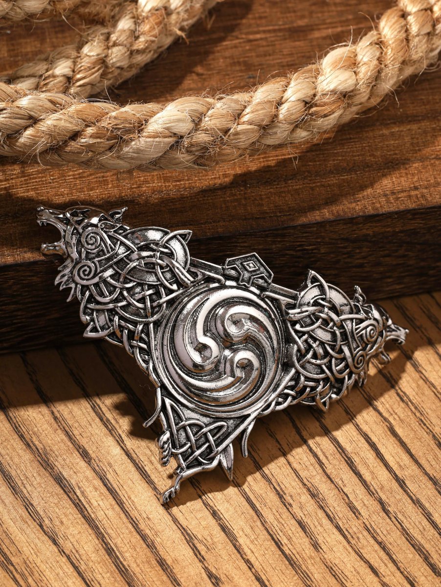 HAQUIL Double Wolf Hair Clip – Vintage Viking Norse Celtic Barrettes for Women - görsel 11