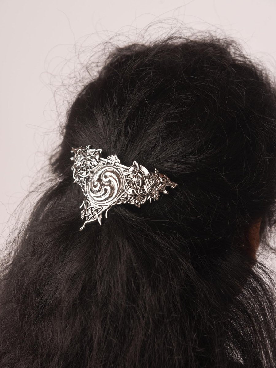 HAQUIL Double Wolf Hair Clip – Vintage Viking Norse Celtic Barrettes for Women - görsel 5