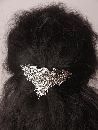 HAQUIL Double Wolf Hair Clip – Vintage Viking Norse Celtic Barrettes for Women - görsel 8
