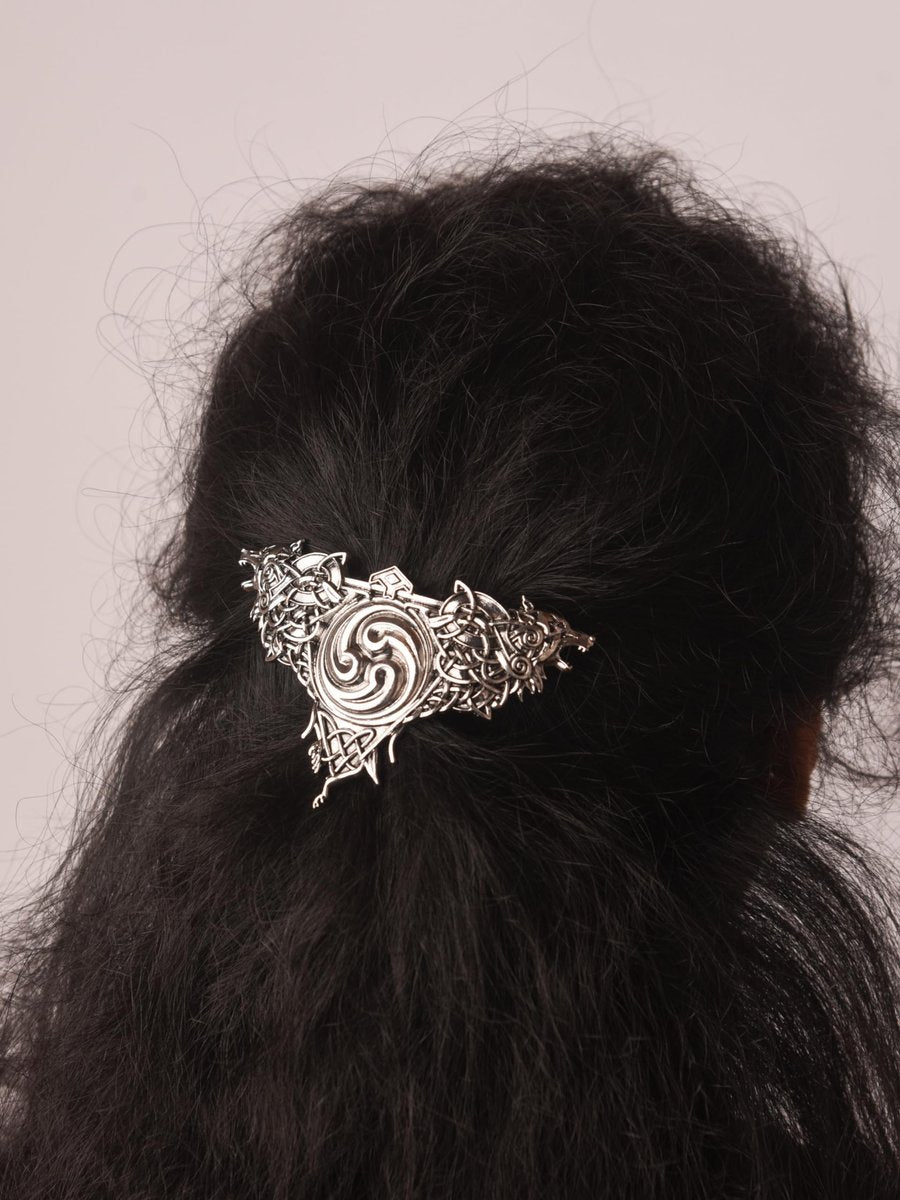 HAQUIL Double Wolf Hair Clip – Vintage Viking Norse Celtic Barrettes for Women - görsel 3