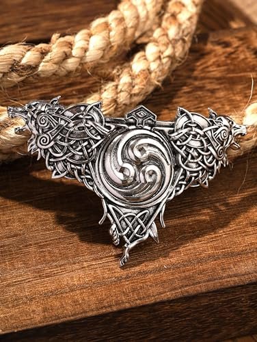 HAQUIL Double Wolf Hair Clip – Vintage Viking Norse Celtic Barrettes for Women - görsel 14
