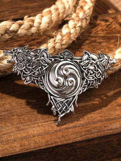 HAQUIL Double Wolf Hair Clip – Vintage Viking Norse Celtic Barrettes for Women