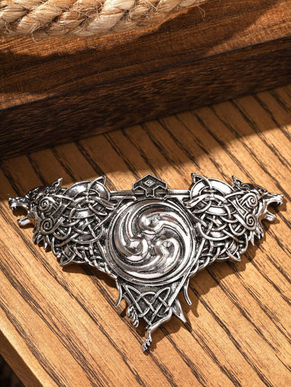 HAQUIL Double Wolf Hair Clip – Vintage Viking Norse Celtic Barrettes for Women