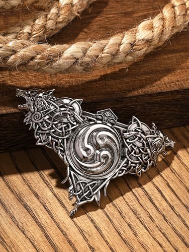 HAQUIL Double Wolf Hair Clip – Vintage Viking Norse Celtic Barrettes for Women