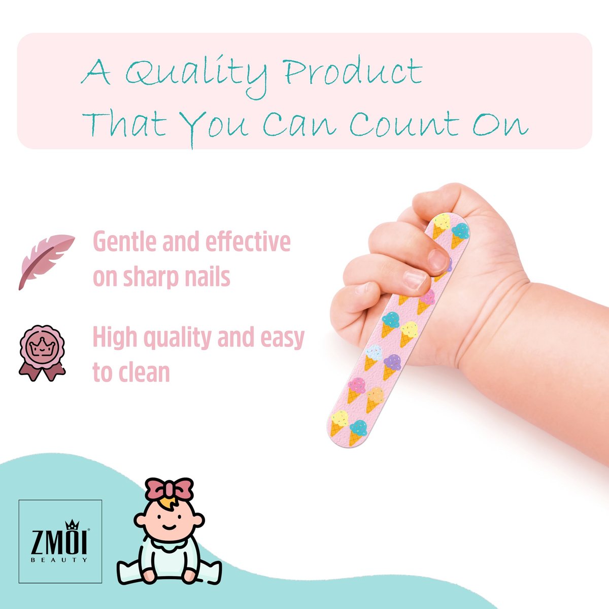 ZMOI Baby Nail File - Colorful Mini Emery Board for Gentle Baby & Toddler Nail Care - görsel 6