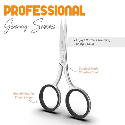 The Cut Factory Precision Facial Hair Scissor – Premium Stainless Steel Grooming Tool for Eyebrows, Mustache & Beard