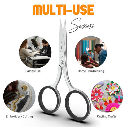 The Cut Factory Precision Facial Hair Scissor – Premium Stainless Steel Grooming Tool for Eyebrows, Mustache & Beard