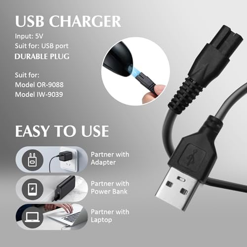 Orauley USB Charging Cable for Facial Cleansing Brushes - Durable Metal Cord Replacement for OR-9088-Black & IW-9039-Rose Gold - görsel 5