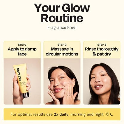 Gleamin Clarifying Brightening Cleanser - 2% Salicylic Acid with Vitamin C, PHA & AHA, Fragrance Free Face Wash for All Skin Types, 3.4 fl oz Avelisse
