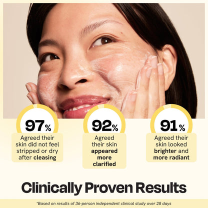 Gleamin Clarifying Brightening Cleanser - 2% Salicylic Acid with Vitamin C, PHA & AHA, Fragrance Free Face Wash for All Skin Types, 3.4 fl oz Avelisse