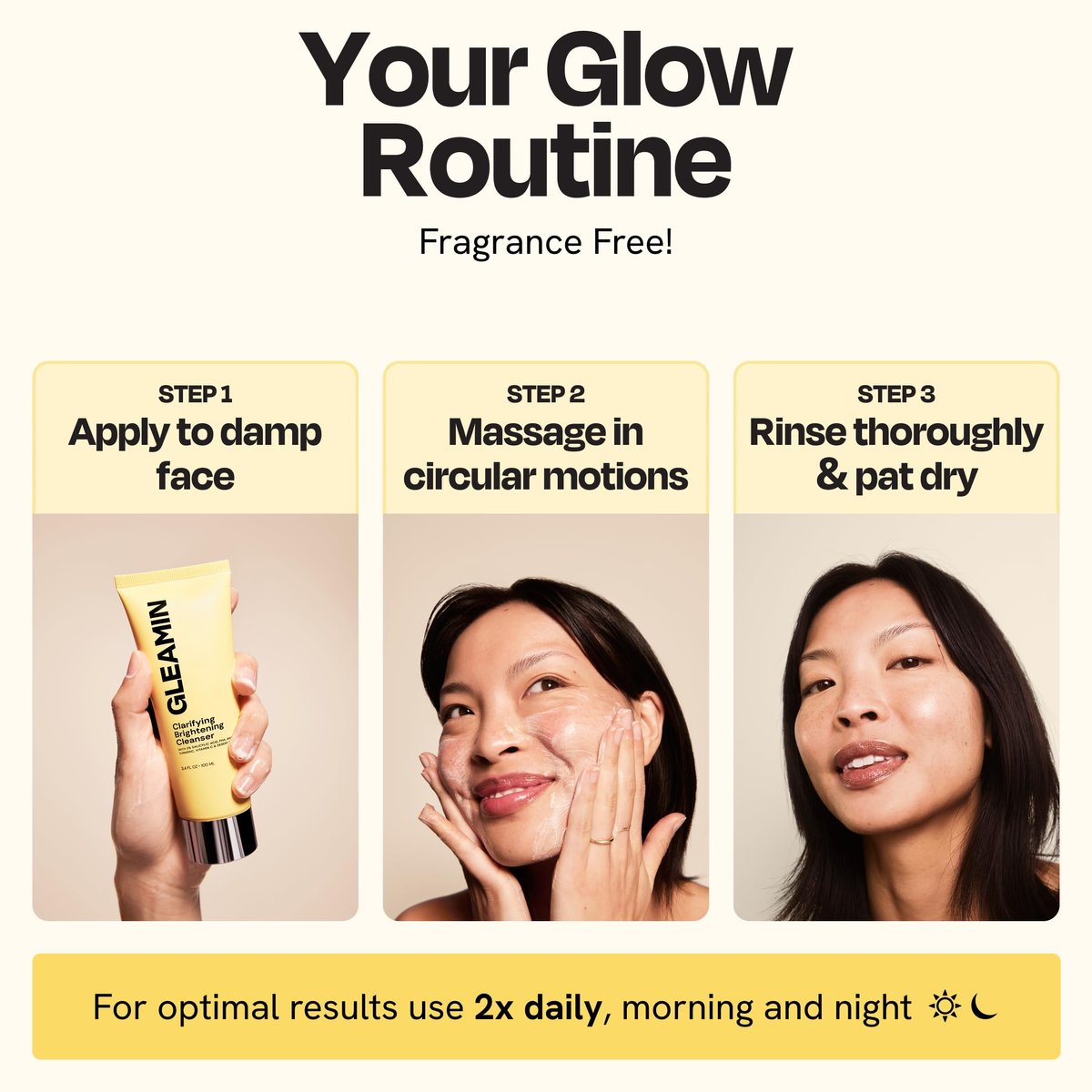 Gleamin Clarifying Brightening Cleanser - 2% Salicylic Acid with Vitamin C, PHA & AHA, Fragrance Free Face Wash for All Skin Types, 3.4 fl oz Avelisse