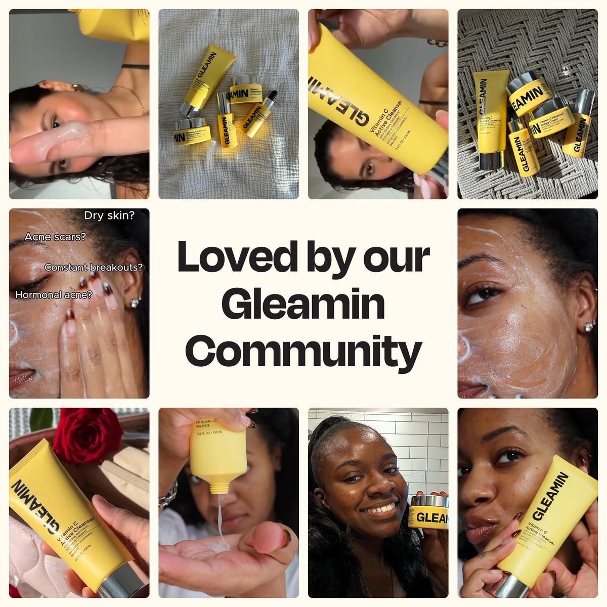 Gleamin Clarifying Brightening Cleanser - 2% Salicylic Acid with Vitamin C, PHA & AHA, Fragrance Free Face Wash for All Skin Types, 3.4 fl oz Avelisse