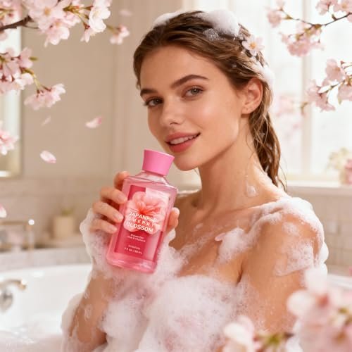 Japanese Cherry Blossom Bath Gift Set for Women & Girls – 3-Piece Spa Collection with Natural Extracts (Shower Gel, Lotion, Body Mist) Avelisse