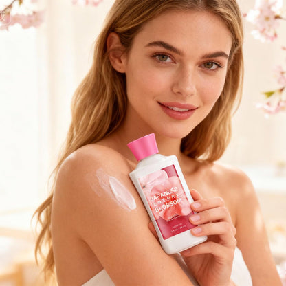 Japanese Cherry Blossom Bath Gift Set for Women & Girls – 3-Piece Spa Collection with Natural Extracts (Shower Gel, Lotion, Body Mist) Avelisse