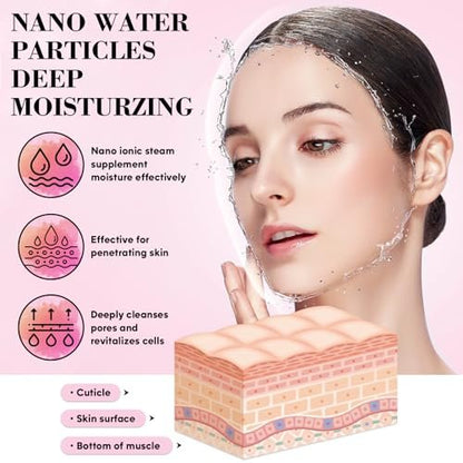 Pjordo Facial Steamer Spa Kit with 17 Skin Care Tools - Nano Ionic Face Steamer for Deep Cleaning, Unclogs Pores, Warm Mist Humidifier for Home Sauna SPA, Pink Avelisse