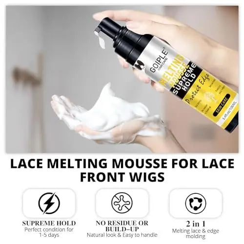 Lace Melting and Holding Mousse – Glue-Less Hair Adhesive for Wigs, Supreme Hold Lace Melt Spray for Closures and Extensions, Wig Melting Mousse Kit (12-Pack) Avelisse
