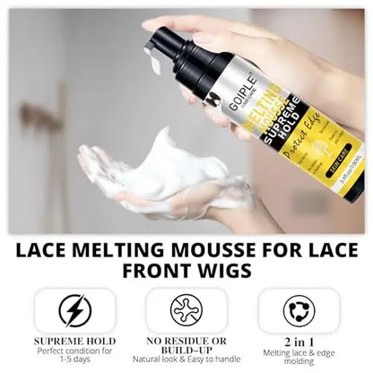 Lace Melting and Holding Mousse – Glue-Less Hair Adhesive for Wigs, Supreme Hold Lace Melt Spray for Closures and Extensions, Wig Melting Mousse Kit (12-Pack) Avelisse