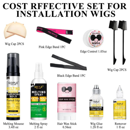 Lace Melting and Holding Mousse – Glue-Less Hair Adhesive for Wigs, Supreme Hold Lace Melt Spray for Closures and Extensions, Wig Melting Mousse Kit (12-Pack) Avelisse