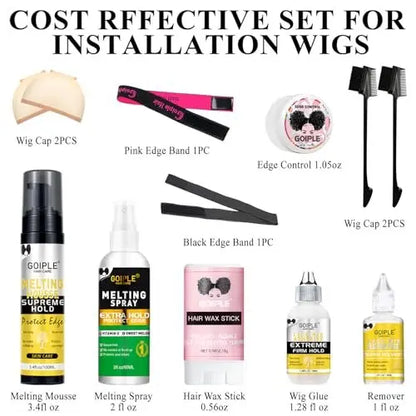 Lace Melting and Holding Mousse – Glue-Less Hair Adhesive for Wigs, Supreme Hold Lace Melt Spray for Closures and Extensions, Wig Melting Mousse Kit (12-Pack) Avelisse