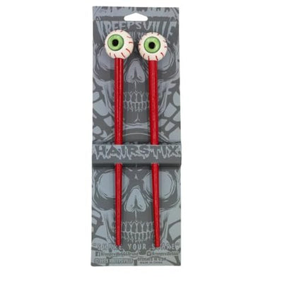 Kreepsville 666 Creepy Green Eye Ball Hair Sticks - Odd Accessory, Red, 1 Count