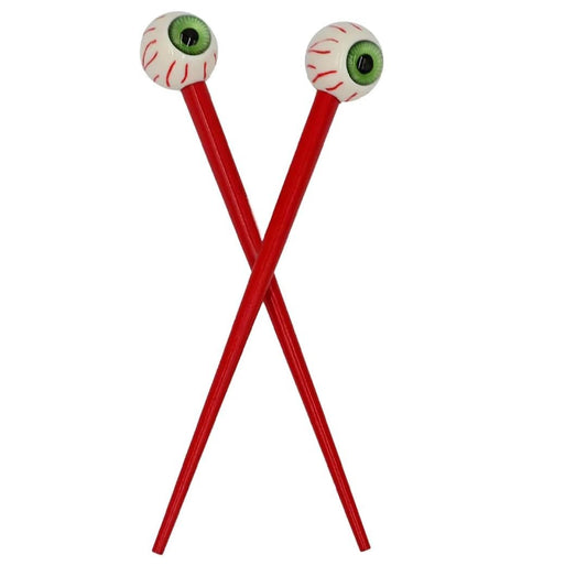 Kreepsville 666 Creepy Green Eye Ball Hair Sticks - Odd Accessory, Red, 1 Count