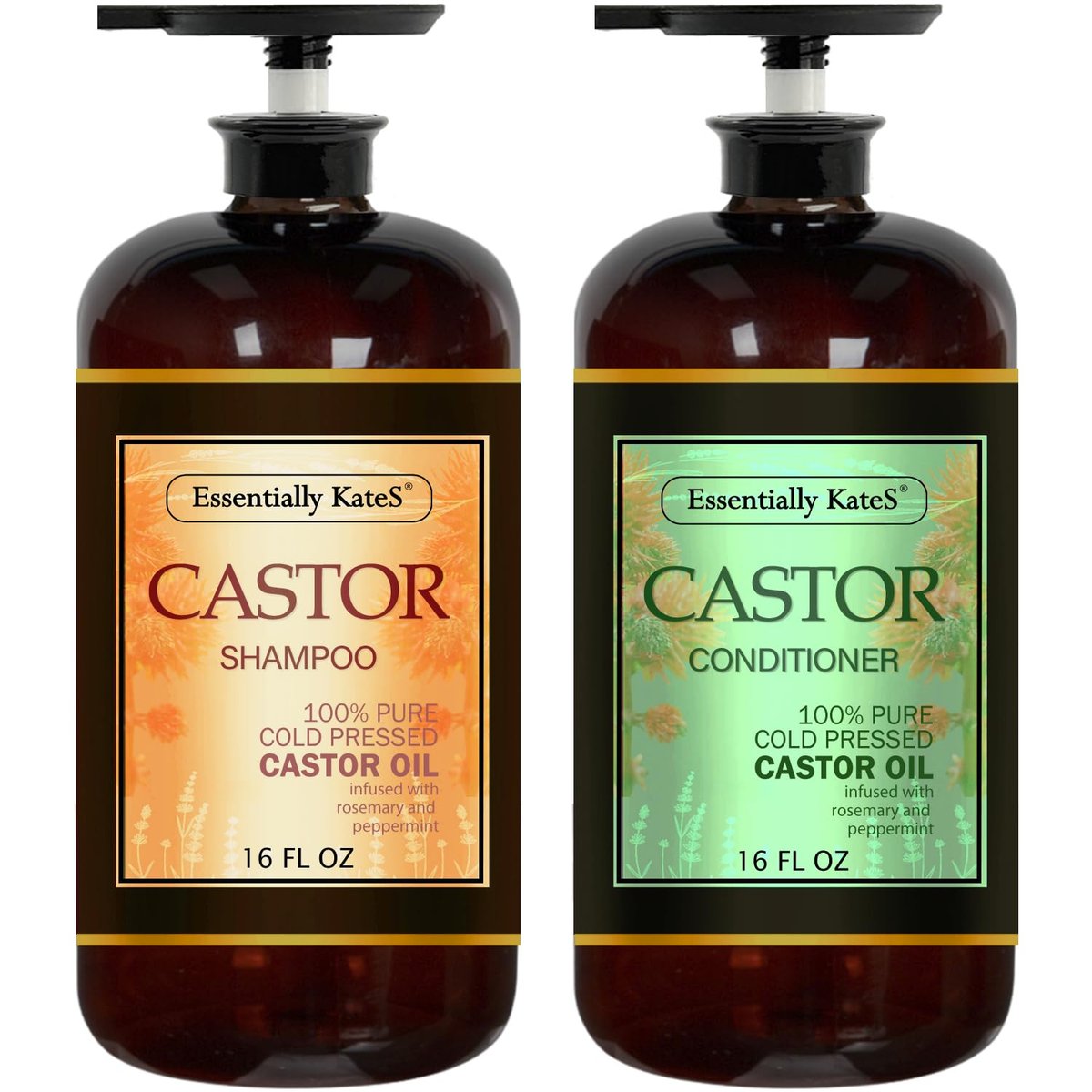Castor Oil Shampoo & Conditioner Set 16 Fl Oz – Rosemary Mint – Cooling, Refreshing Scalp Care & Hair Strengthening Formula Avelisse