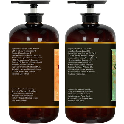 Castor Oil Shampoo & Conditioner Set 16 Fl Oz – Rosemary Mint – Cooling, Refreshing Scalp Care & Hair Strengthening Formula Avelisse