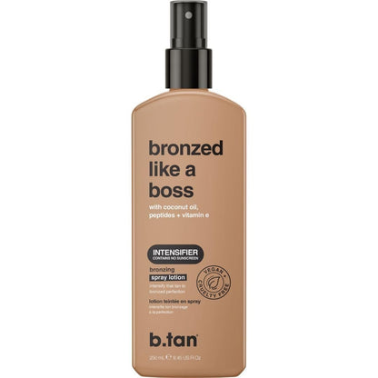 b.tan Bronzed Like a Boss Sun Tanning Lotion Spray - Outdoor Bronzing Accelerator with Coconut Oil, Peptides & Vitamin E, 8.45 Fl Oz Avelisse