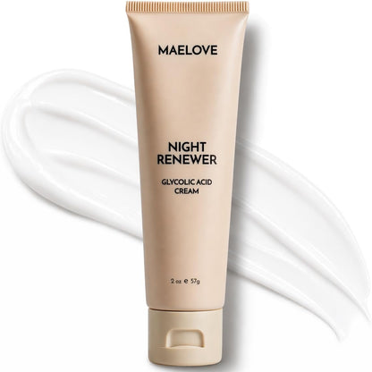 MAELOVE Night Renewer Night Cream with 2-in-1 Glycolic Acid Treatment – Unscented Night Cream for Sensitive Skin, 2 oz Avelisse