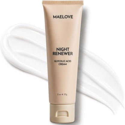 MAELOVE Night Renewer Night Cream with 2-in-1 Glycolic Acid Treatment – Unscented Night Cream for Sensitive Skin, 2 oz Avelisse